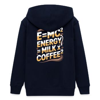 E=MC2 Physics Saying Caffeine Nerd Energy Coffee - Teens Organic Zip-up Hoodie by Stanley/Stella - navy - Back - AI Model Teenager Male light (155cm)