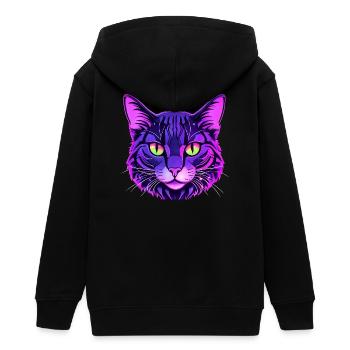 Portrait de chat aux couleurs néon - Veste à capuche ado bio Stanley/Stella - noir - Dos - AI Model Teenager Male light (155cm)