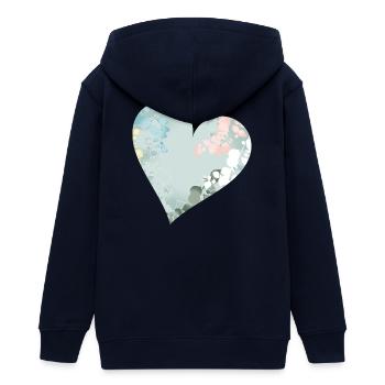 Pastellfarbenes Herz mit floralem Muster - Teenager Organic Kapuzenjacke Mini Cultivator von Stanley/Stella - Navy - Hinten - AI Model Teenager Male light (155cm)