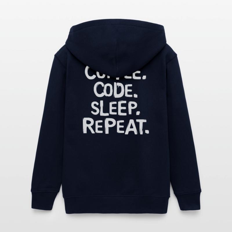 coffee code sleep - repeat programmer work Teens Organic Zip-up Hoodie by Stanley/Stella