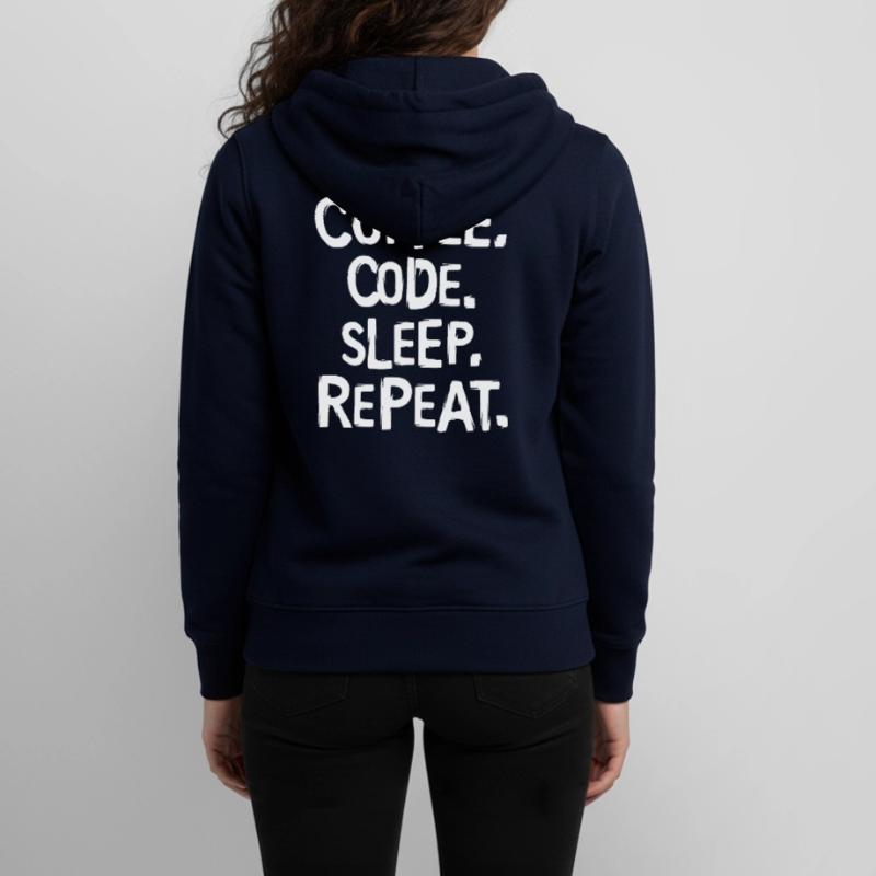 coffee code sleep - repeat programmer work Teens Organic Zip-up Hoodie by Stanley/Stella