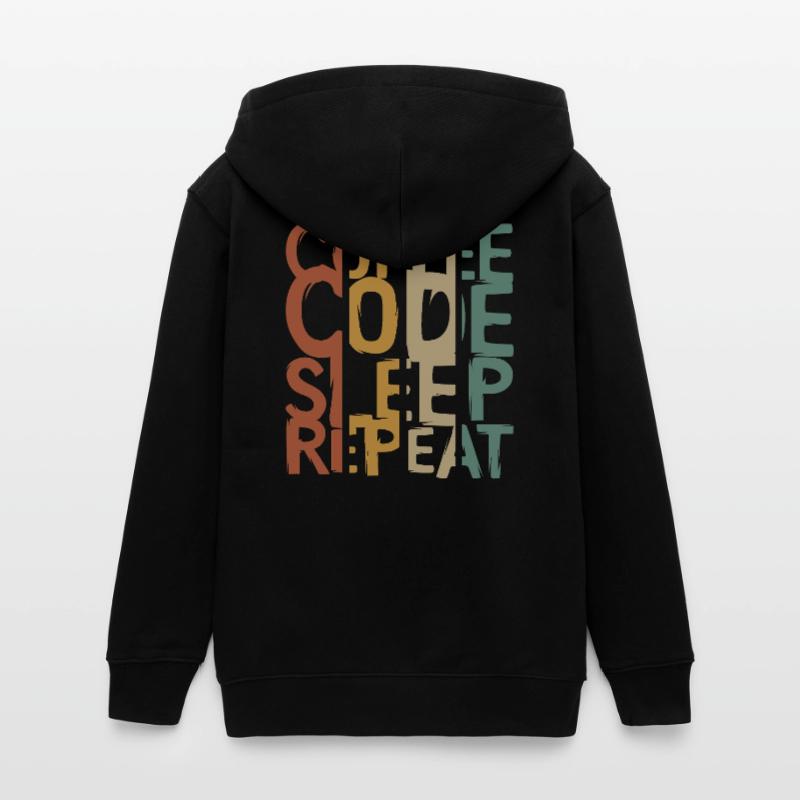 Coffee Code Sleep Repeat – Conception pour les développeurs Veste à capuche ado bio Stanley/Stella
