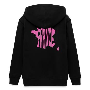 France Map Graphic - Teens Organic Zip-up Hoodie by Stanley/Stella - black - Back - AI Model Teenager Male light (155cm)