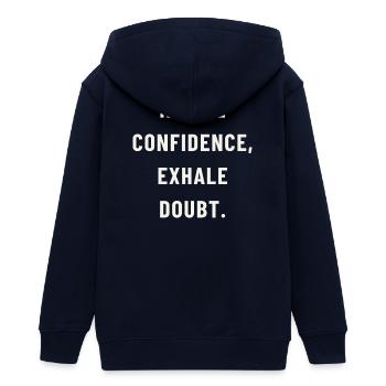 Inhale confidence - Teens Organic Zip-up Hoodie by Stanley/Stella - navy - Back - AI Model Teenager Male light (155cm)