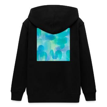 Aquarelles dans les tons bleus et verts - Veste à capuche ado bio Stanley/Stella - noir - Dos - AI Model Teenager Male light (155cm)