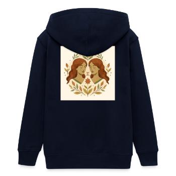 Symétrie zodiacale du Gémeaux - Veste à capuche ado bio Stanley/Stella - marine - Dos - AI Model Teenager Male light (155cm)