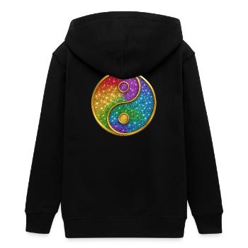 Arc-en-ciel yin-yang avec des étoiles scintillantes - Veste à capuche ado bio Stanley/Stella - noir - Dos - AI Model Teenager Male light (155cm)