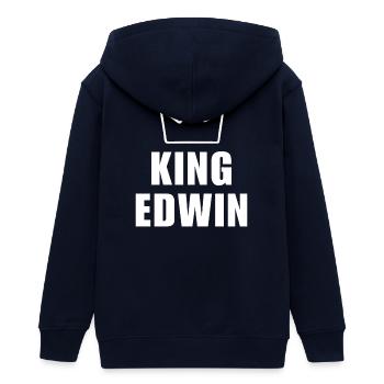 Edwin Name mit Buchstabe E - King Crown Shirt - Teenager Organic Kapuzenjacke Mini Cultivator von Stanley/Stella - Navy - Hinten - AI Model Teenager Male light (155cm)