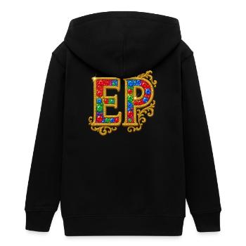 Glitzernder Buchstabe E mit Goldrahmen - Teenager Organic Kapuzenjacke Mini Cultivator von Stanley/Stella - Schwarz - Hinten - AI Model Teenager Male light (155cm)