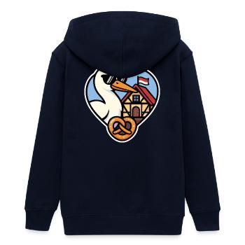 Alsace Cœur Cigogne et Bretzel  Fierté Alsacienne  - Veste à capuche ado bio Stanley/Stella - marine - Dos - AI Model Teenager Male light (155cm)