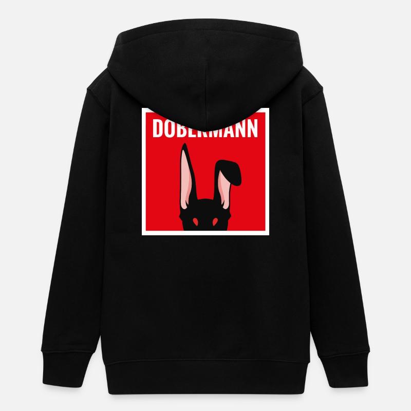 Lapin Doberman humoristique - Veste à capuche ado bio Stanley/Stella - noir