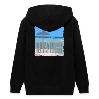 Ibiza Strandkulisse mit Sonnenschirm - Teenager Organic Kapuzenjacke Mini Cultivator von Stanley/Stella - Schwarz - Hinten - AI Model Teenager Male light (155cm)