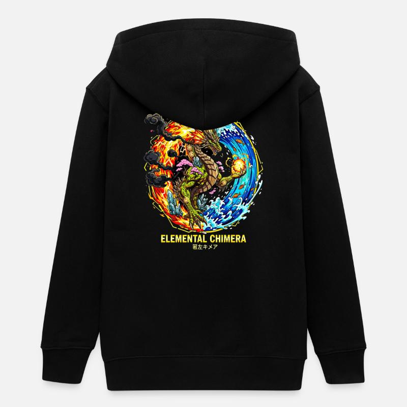 Elemental Chimera | Drache der 3 Elemente - Teenager Organic Kapuzenjacke Mini Cultivator von Stanley/Stella - Schwarz