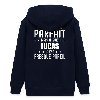 Lucas: authentisch, unvollkommen, Top, Perfektion - Teenager Organic Kapuzenjacke Mini Cultivator von Stanley/Stella - Navy - Hinten - AI Model Teenager Male light (155cm)