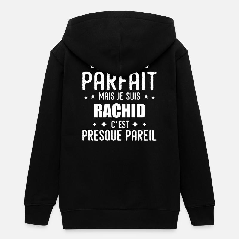 Rachid : authentique, imparfait, top, perfection - Veste à capuche ado bio Stanley/Stella - noir