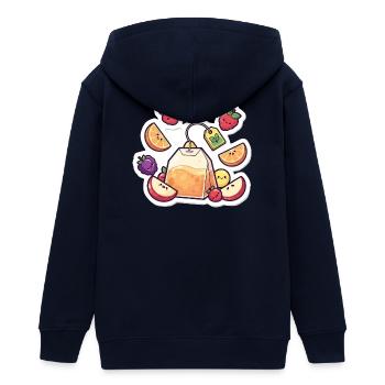 Thé Fruity Lunchbag ,Autocollant de dessin animé de thé - Veste à capuche ado bio Stanley/Stella - marine - Dos - AI Model Teenager Male light (155cm)