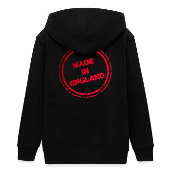 Made in England T-Shirt – Distressed Red Stambp - Teens Organic Zip-up Hoodie by Stanley/Stella - black - Back - AI Model Teenager Male light (155cm)