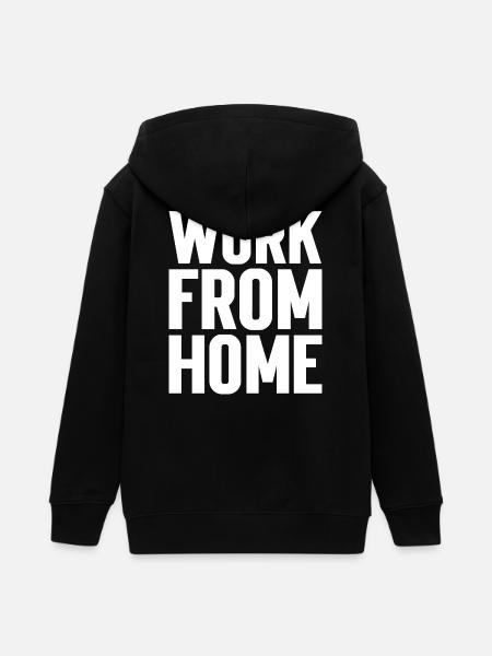 Work from home motivating tee - Teens Organic Zip-up Hoodie by Stanley/Stella - black