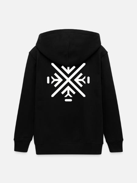 Sleek geometric flake - Teens Organic Zip-up Hoodie by Stanley/Stella - black