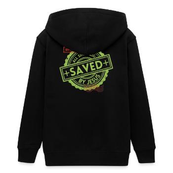 SAVED_Green_1 - Teenager Organic Kapuzenjacke Mini Cultivator von Stanley/Stella - Schwarz - Hinten - AI Model Teenager Male light (155cm)