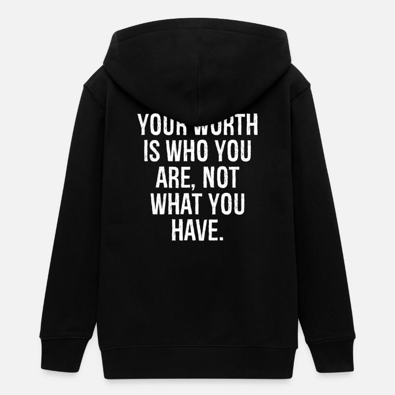 Votre valeur est ce que vous êtes, pas ce que vous avez - Veste à capuche ado bio Stanley/Stella - noir