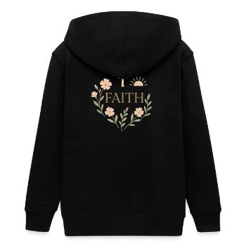 Glaube Blütenkranz Design - Teenager Organic Kapuzenjacke Mini Cultivator von Stanley/Stella - Schwarz - Hinten - AI Model Teenager Male light (155cm)