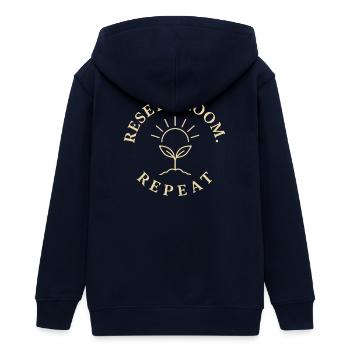 Achtsames Wachstum, Frühlingserneuerung, - Teenager Organic Kapuzenjacke Mini Cultivator von Stanley/Stella - Navy - Hinten - AI Model Teenager Male light (155cm)