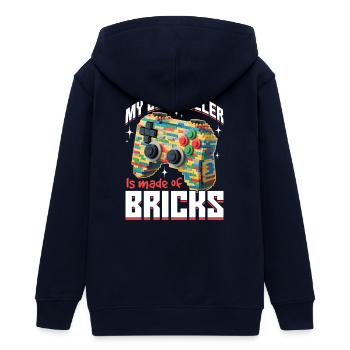 Building Blocks Gamer Gaming Brick Builder - Teens Organic Zip-up Hoodie by Stanley/Stella - navy - Back - AI Model Teenager Male light (155cm)