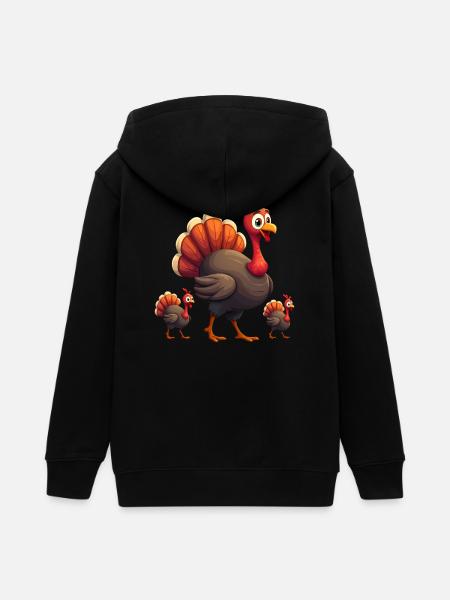 Thanksgiving Turkey Baby - Teens Organic Zip-up Hoodie by Stanley/Stella - black