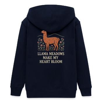 Cottagecore Llama Aesthetic Cute Farm Animal - Teens Organic Zip-up Hoodie by Stanley/Stella - navy - Back - AI Model Teenager Male light (155cm)