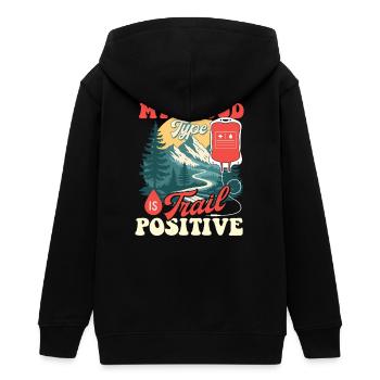 Meine Blutgruppe ist Trail Positiv Wandern Trekking - Teenager Organic Kapuzenjacke Mini Cultivator von Stanley/Stella - Schwarz - Hinten - AI Model Teenager Male light (155cm)