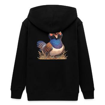 Fasane Fasan - Teenager Organic Kapuzenjacke Mini Cultivator von Stanley/Stella - Schwarz - Hinten - AI Model Teenager Male light (155cm)