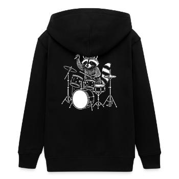 Raccoon Drummer Nightbeat - Veste à capuche ado bio Stanley/Stella - noir - Dos - AI Model Teenager Male light (155cm)