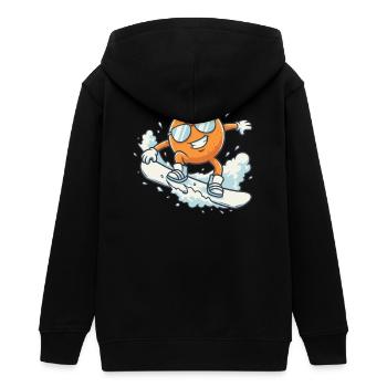 Coole Snowboard Orange mit Sonnenbrille - Teenager Organic Kapuzenjacke Mini Cultivator von Stanley/Stella - Schwarz - Hinten - AI Model Teenager Male light (155cm)