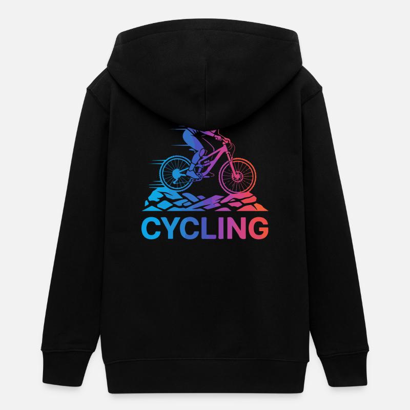 Cycliste en pente sur un sentier accidenté - Veste à capuche ado bio Stanley/Stella - noir