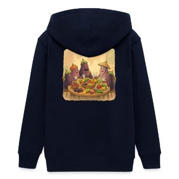 La société de l’aubergine à la table festive - Veste à capuche ado bio Stanley/Stella - marine - Dos - AI Model Teenager Male light (155cm)