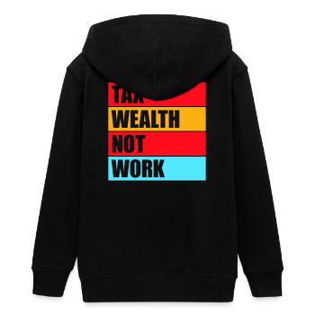 Tax Wealth Not Work Progressiv Politik Wirtschaft - Teenager Organic Kapuzenjacke Mini Cultivator von Stanley/Stella - Schwarz - Hinten - AI Model Teenager Male light (155cm)