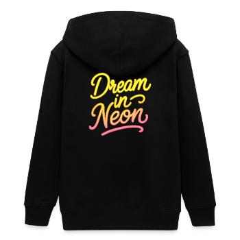 Dream in Neon Neon Script - Teenager Organic Kapuzenjacke Mini Cultivator von Stanley/Stella - Schwarz - Hinten - AI Model Teenager Male light (155cm)