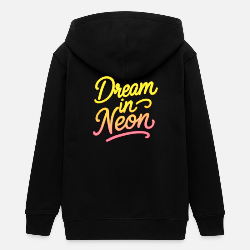 Rêve en écriture néon néon - Veste à capuche ado bio Stanley/Stella - noir