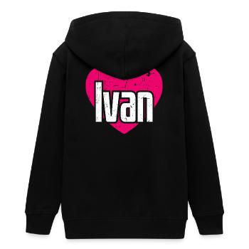 I Love Ivan Pinkes Herz Ich liebe Ivan - Teenager Organic Kapuzenjacke Mini Cultivator von Stanley/Stella - Schwarz - Hinten - AI Model Teenager Male light (155cm)