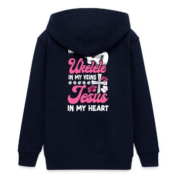 Ukulélé hawaïen Uke Jésus Foi - Veste à capuche ado bio Stanley/Stella - marine - Dos - AI Model Teenager Male light (155cm)