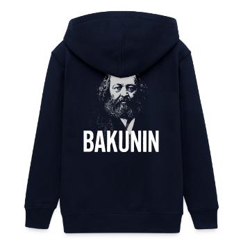 Bakunin Portrait Bold Typography - Teens Organic Zip-up Hoodie by Stanley/Stella - navy - Back - AI Model Teenager Male light (155cm)