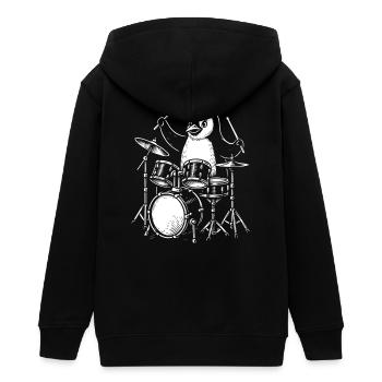 Penguin Schlagzeuger Line Art Tee - Teenager Organic Kapuzenjacke Mini Cultivator von Stanley/Stella - Schwarz - Hinten - AI Model Teenager Male light (155cm)