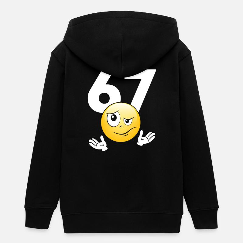 Numer 67 z emotikonem - Veste à capuche ado bio Stanley/Stella - noir