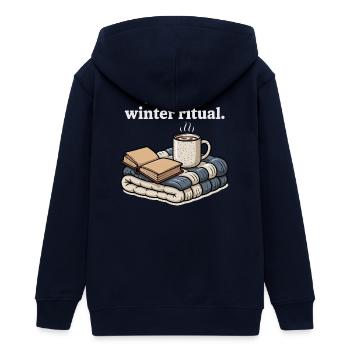 Mon cadeau de couvertures de café pour mon rituel hivernal douillet - Veste à capuche ado bio Stanley/Stella - marine - Dos - AI Model Teenager Male light (155cm)