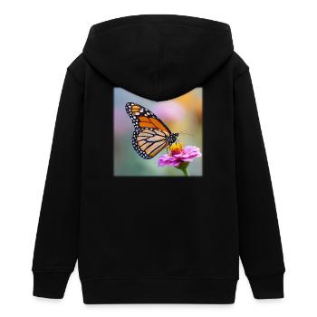 Papillon monarque sur Verbena Macro - Veste à capuche ado bio Stanley/Stella - noir - Dos - AI Model Teenager Male light (155cm)