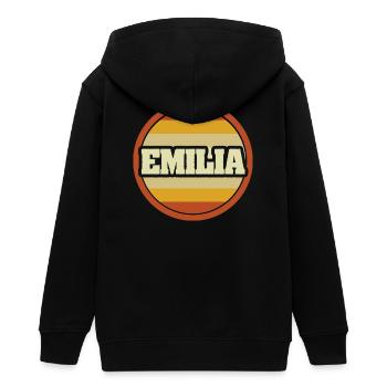 Vorname Emilia - Teenager Organic Kapuzenjacke Mini Cultivator von Stanley/Stella - Schwarz - Hinten - AI Model Teenager Male light (155cm)
