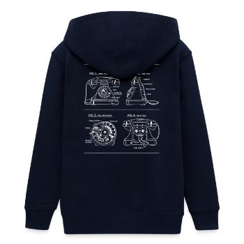 Retro Rotary Phone Blueprint - Teenager Organic Kapuzenjacke Mini Cultivator von Stanley/Stella - Navy - Hinten - AI Model Teenager Male light (155cm)