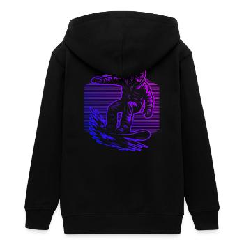 Characterful snowboard design - Teens Organic Zip-up Hoodie by Stanley/Stella - black - Back - AI Model Teenager Male light (155cm)