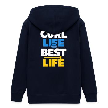 Curling, balayage drôle, cardio dur avec balai - Veste à capuche ado bio Stanley/Stella - marine - Dos - AI Model Teenager Male light (155cm)